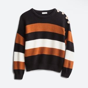 Edaline Slouchy Textured Button Detail Pullover 🖤🧡